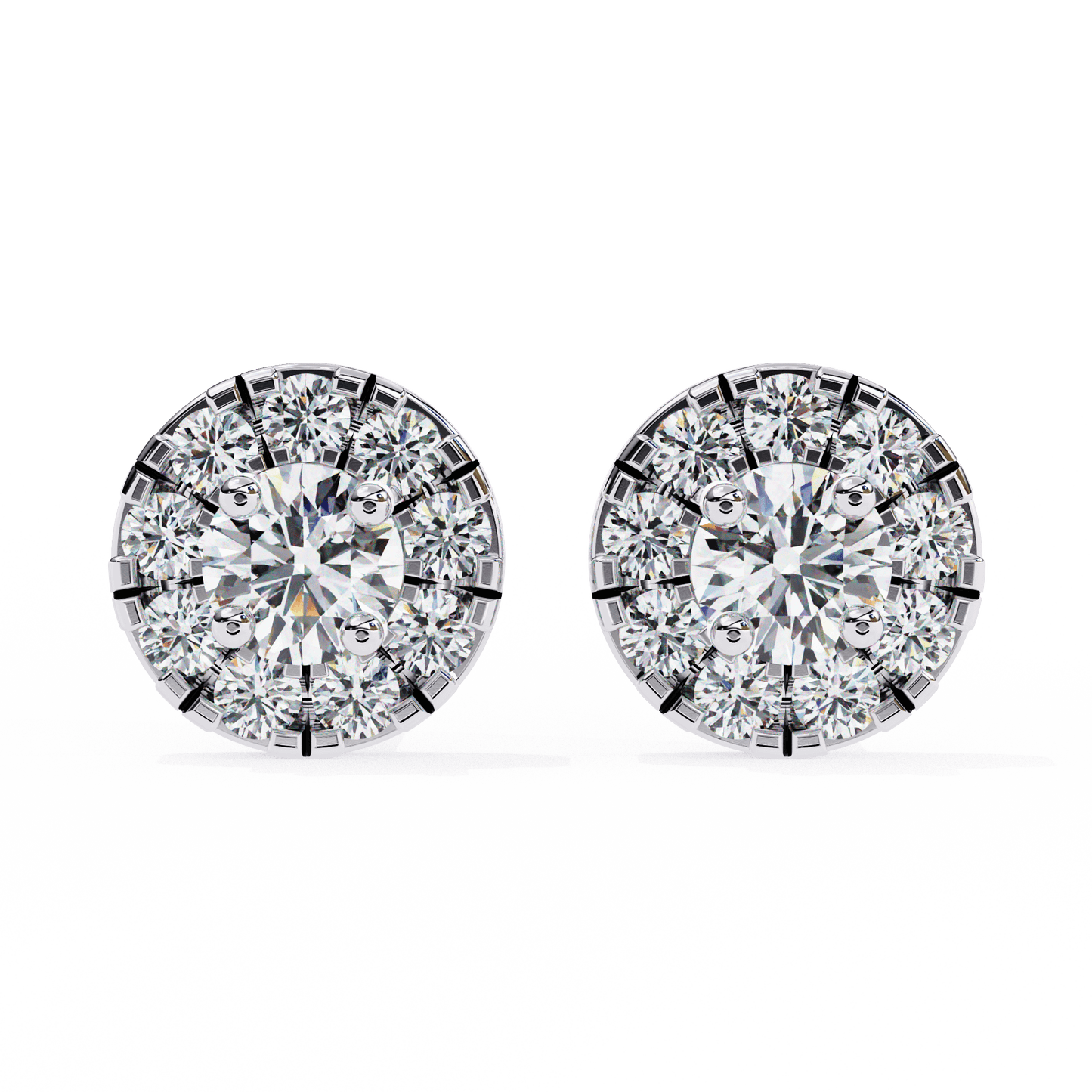 Bonnie – Round Diamond Studs with Illusion Halo
