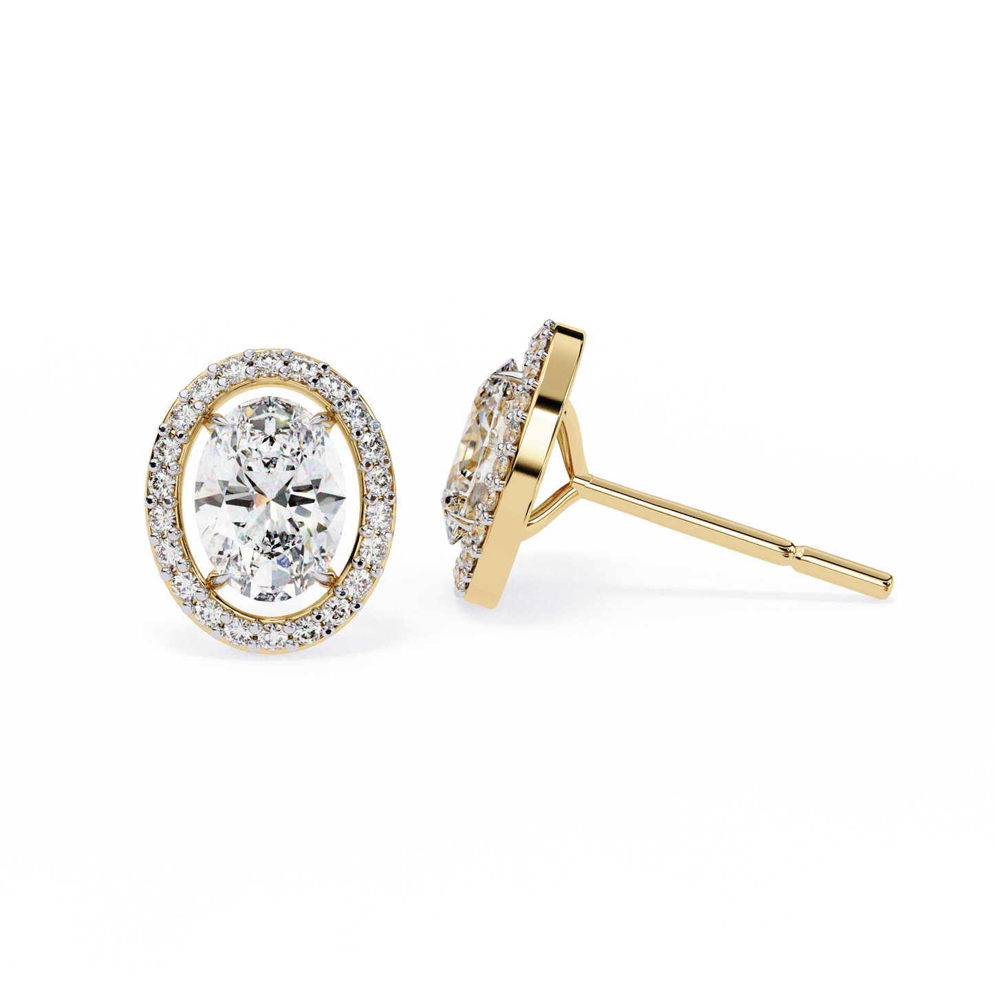 Chelsea– Oval-Cut Stud Earrings with Floating Halo