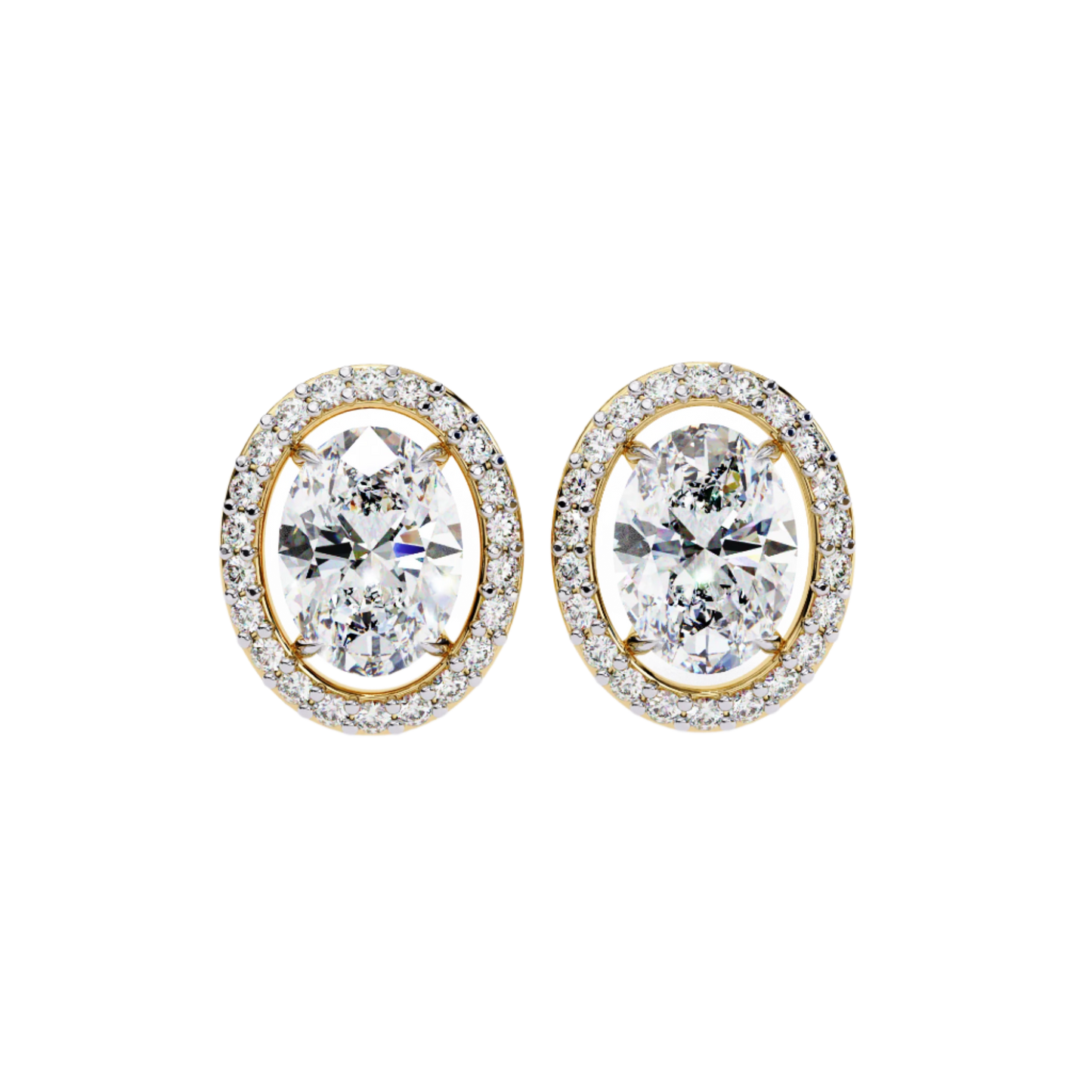 Chelsea– Oval-Cut Stud Earrings with Floating Halo