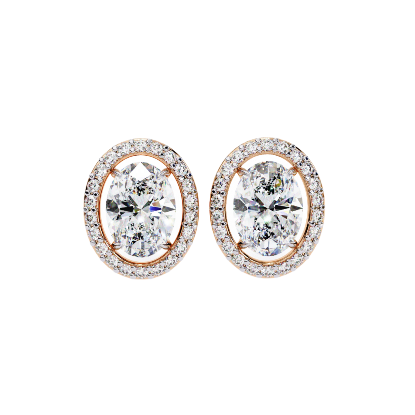 Chelsea– Oval-Cut Stud Earrings with Floating Halo