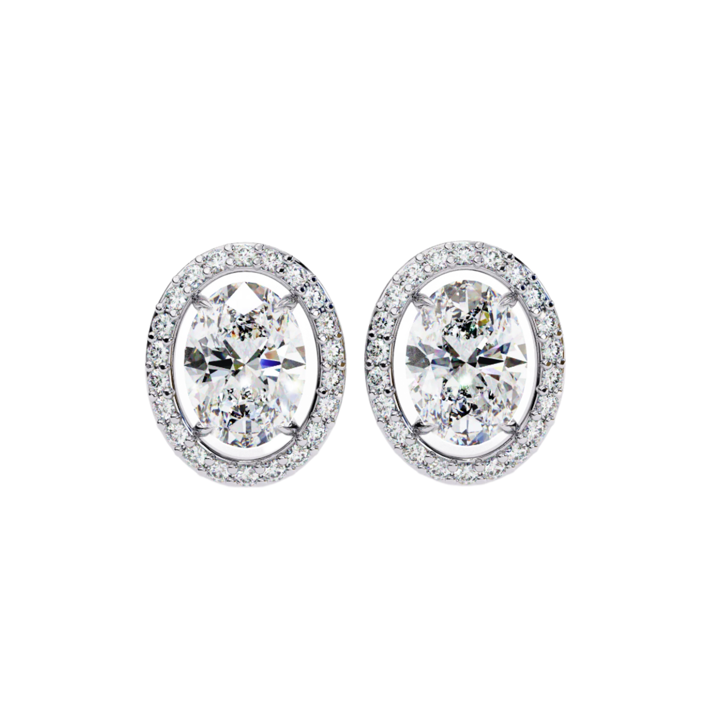Chelsea– Oval-Cut Stud Earrings with Floating Halo