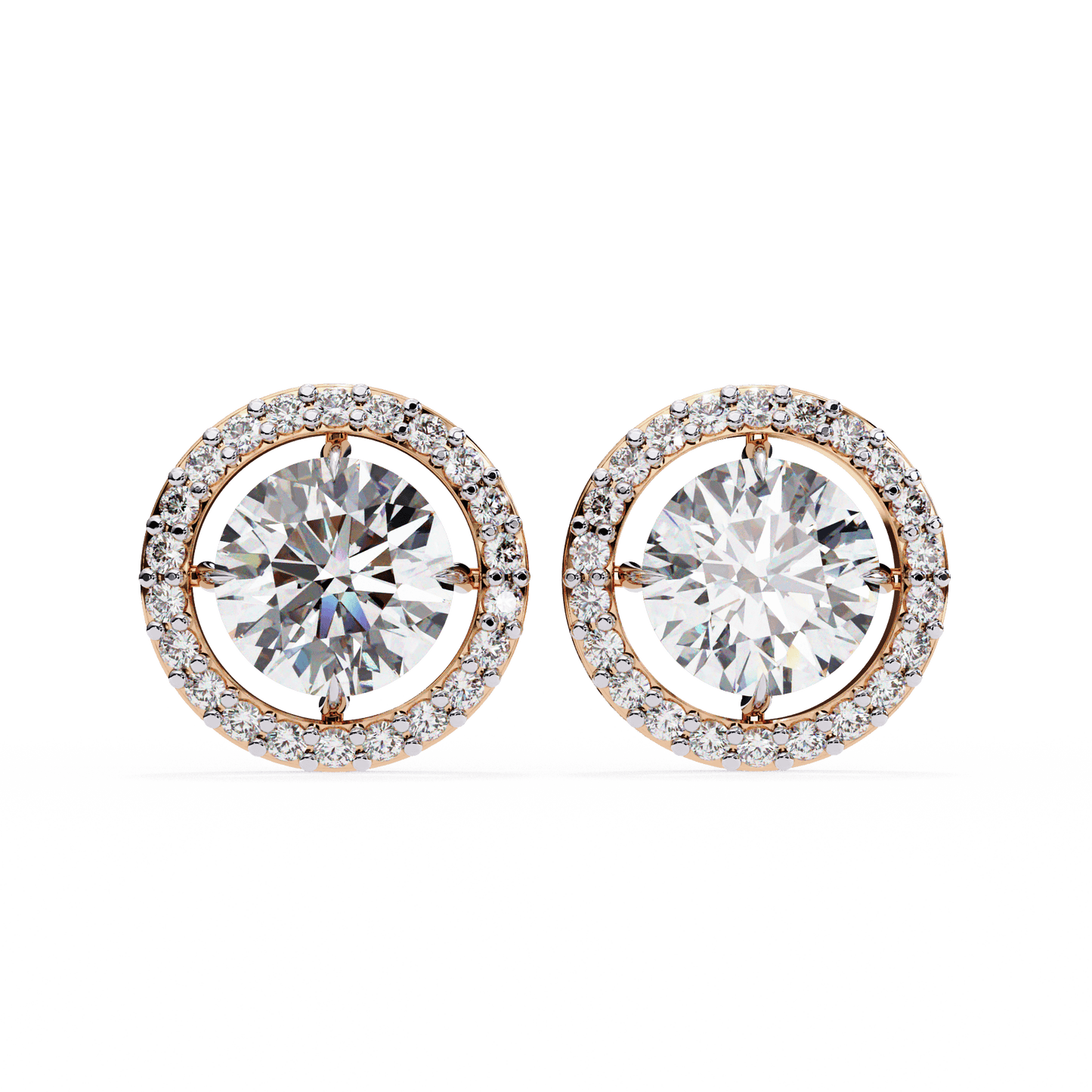 Brooke – Round-Cut Stud Earrings with Floating Halo