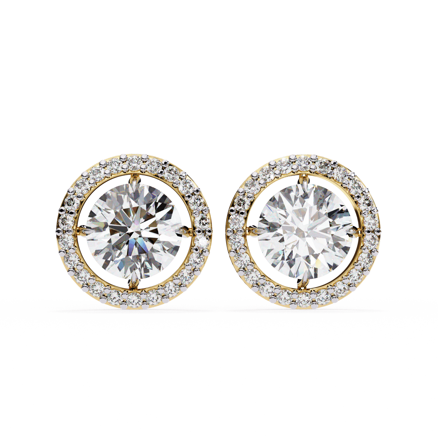 Brooke – Round-Cut Stud Earrings with Floating Halo