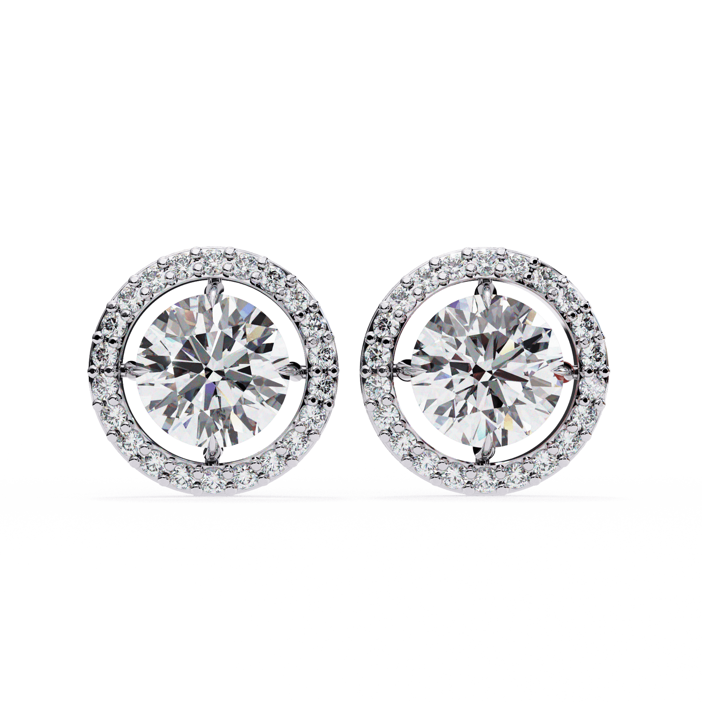 Brooke – Round-Cut Stud Earrings with Floating Halo