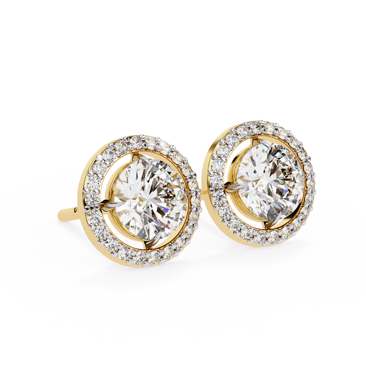Brooke – Round-Cut Stud Earrings with Floating Halo