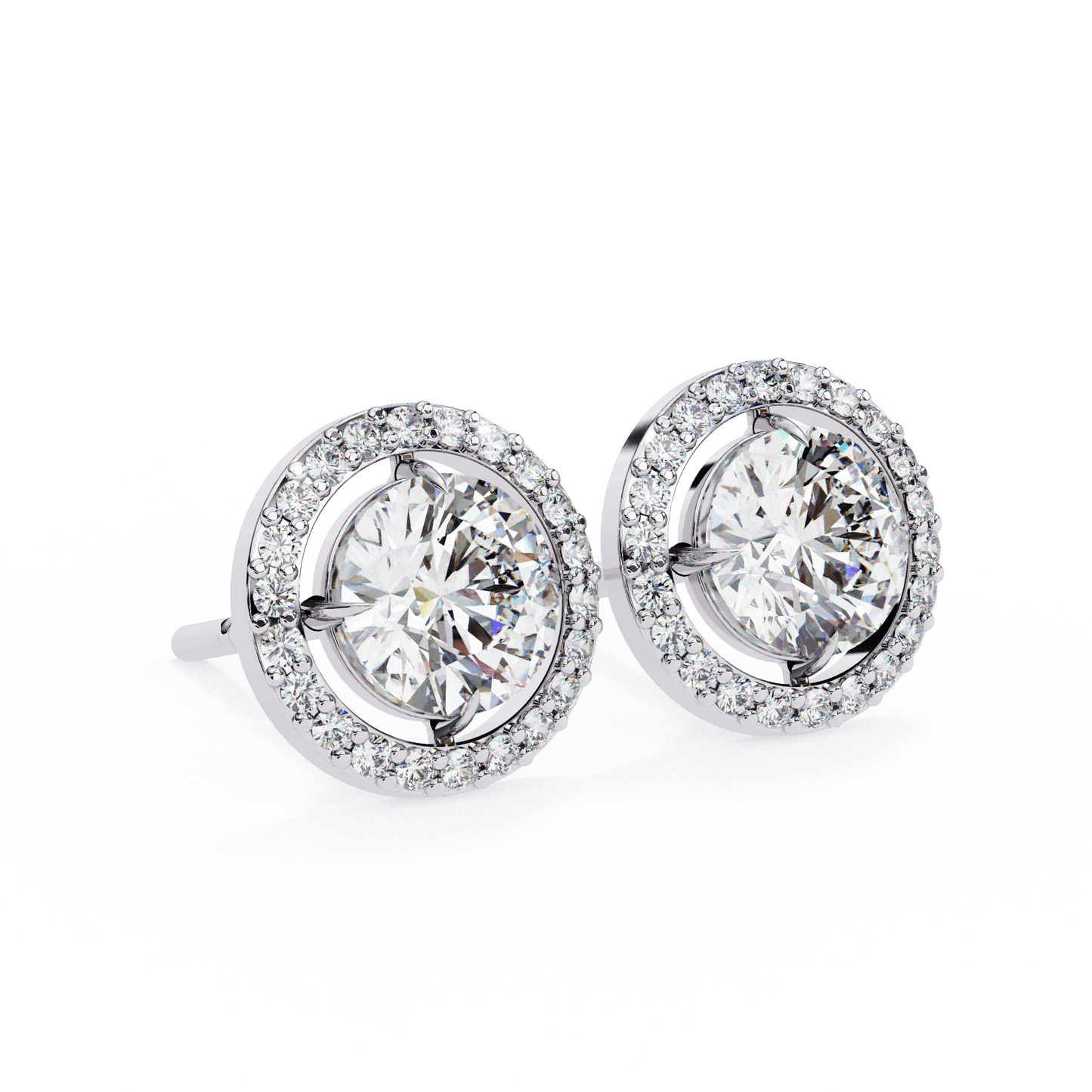 Brooke – Round-Cut Stud Earrings with Floating Halo