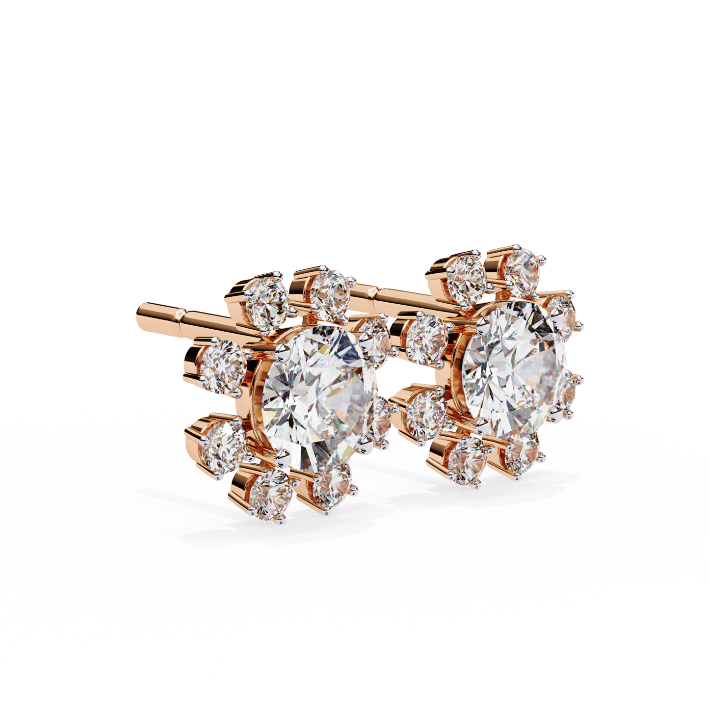 Sierra – Round Diamond Cluster Stud Earrings