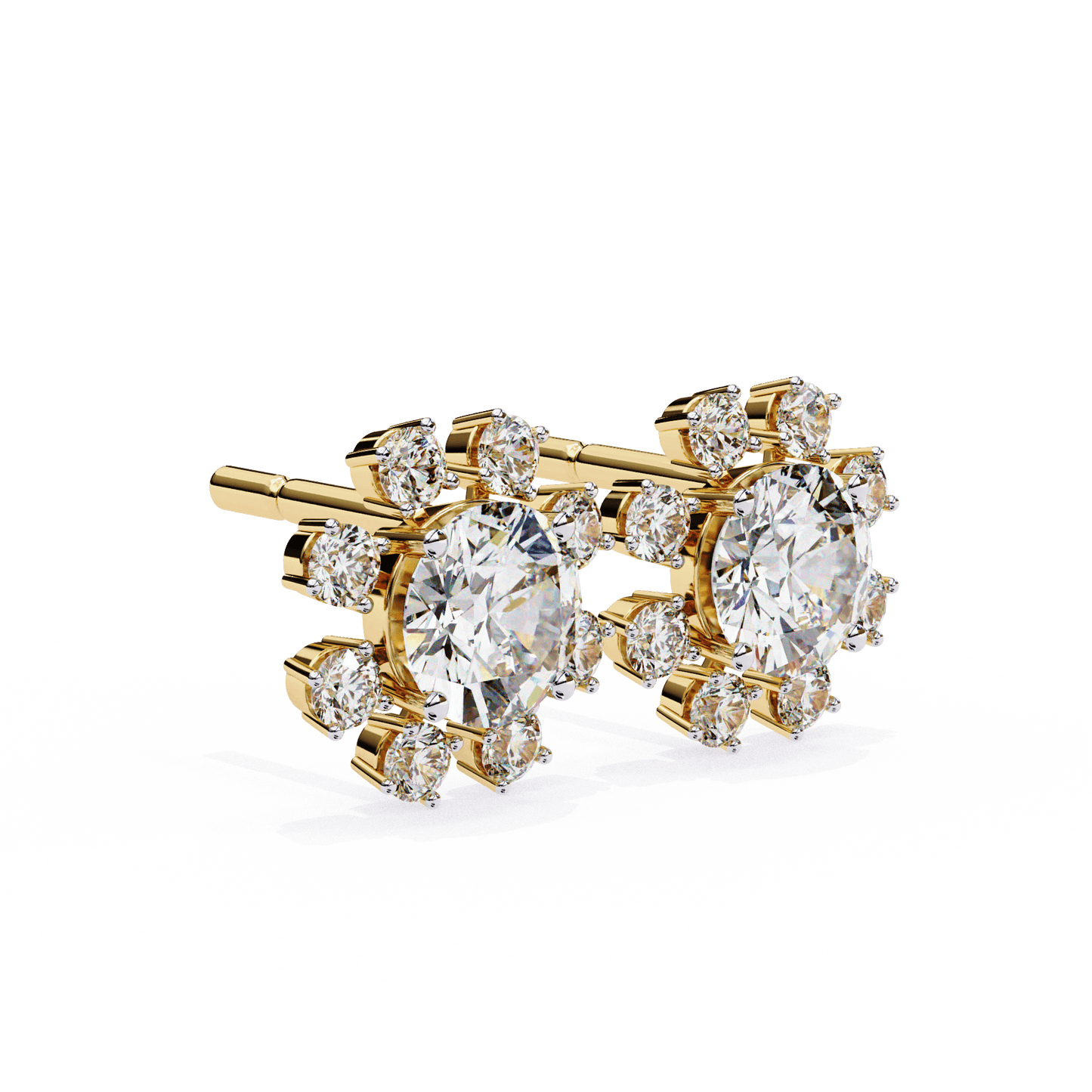 Sierra – Round Diamond Cluster Stud Earrings
