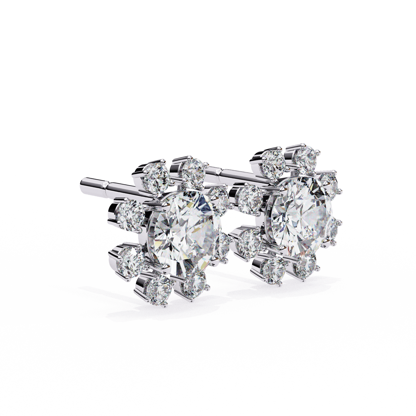 Sierra – Round Diamond Cluster Stud Earrings