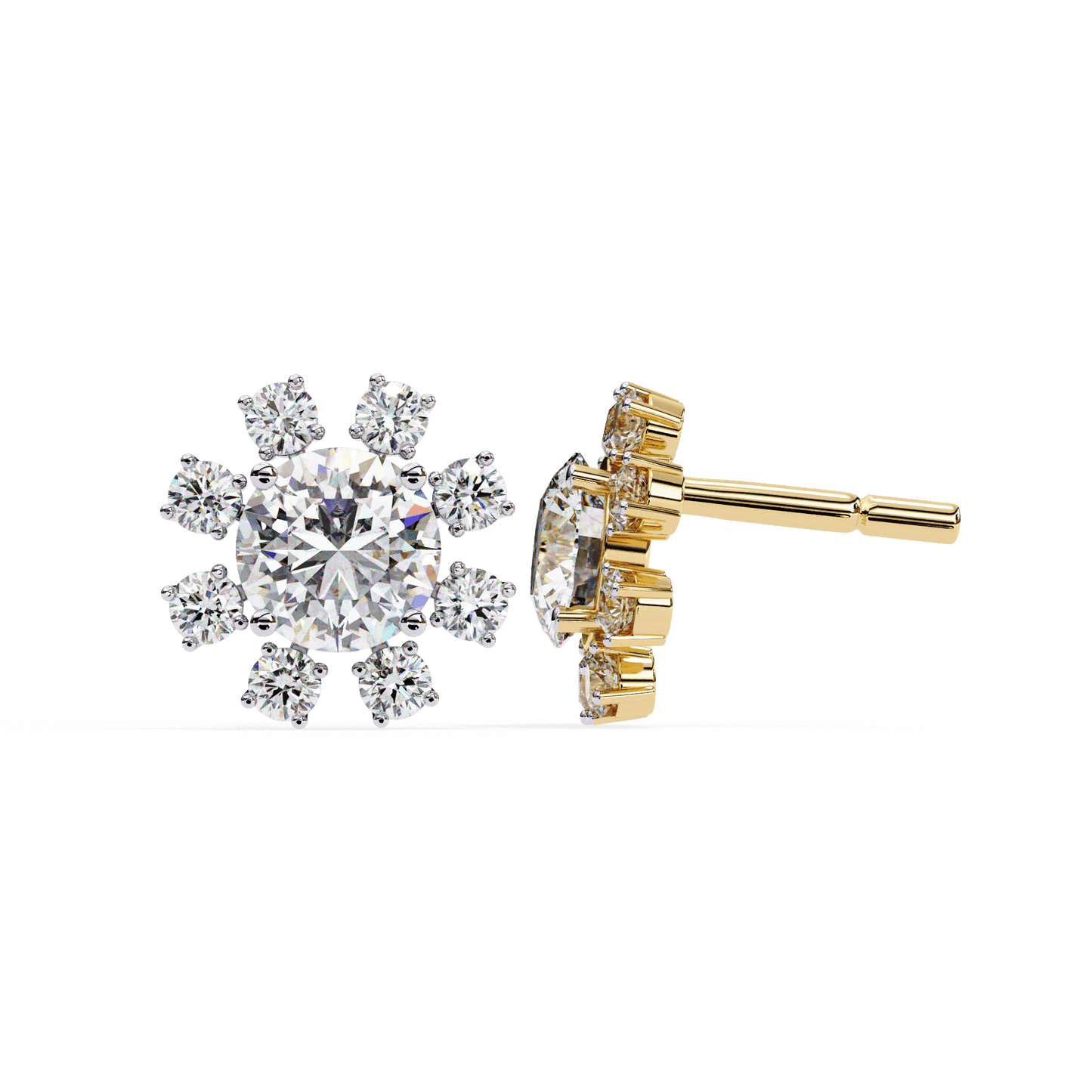 Sierra – Round Diamond Cluster Stud Earrings