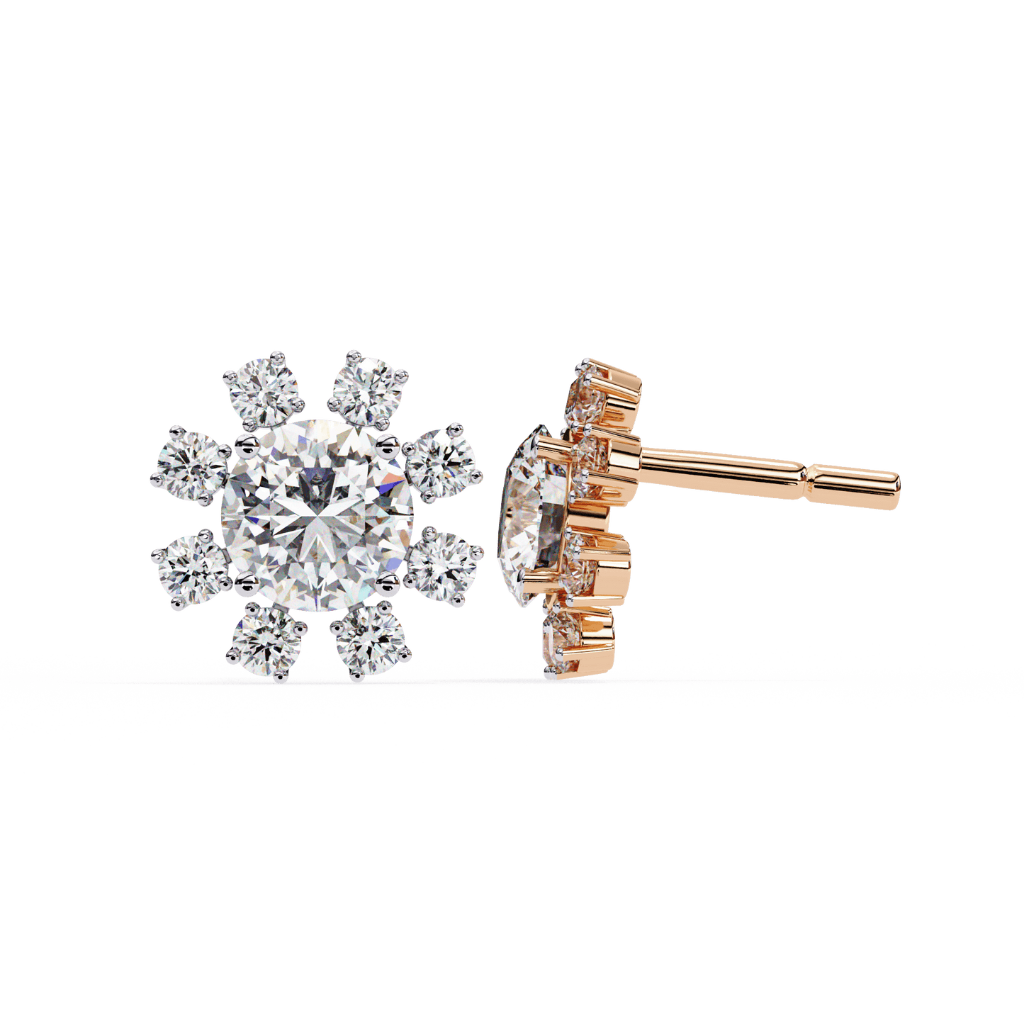 Sierra – Round Diamond Cluster Stud Earrings
