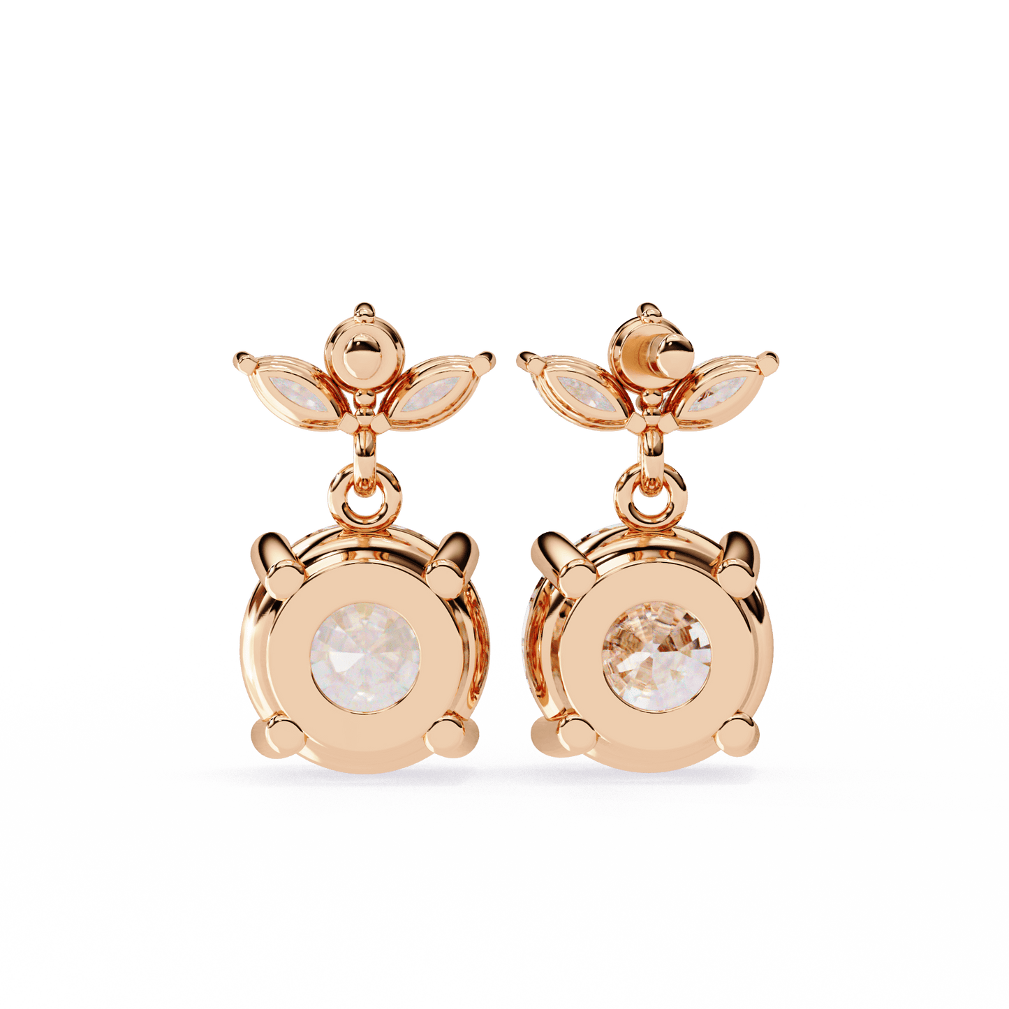 Priscilla – Marquise & Round Diamond Drop Studs