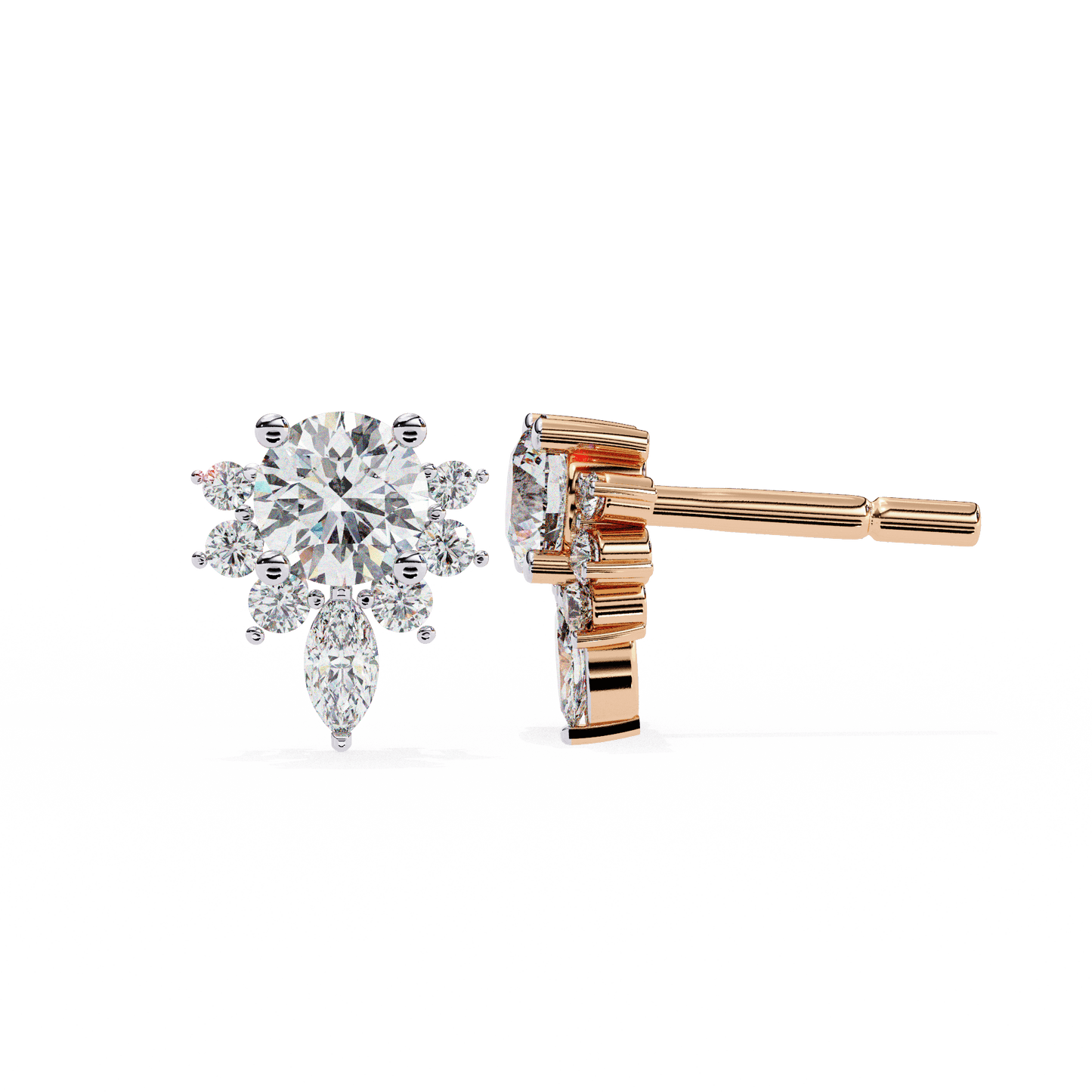 Savannah– Marquise Half Halo Studs