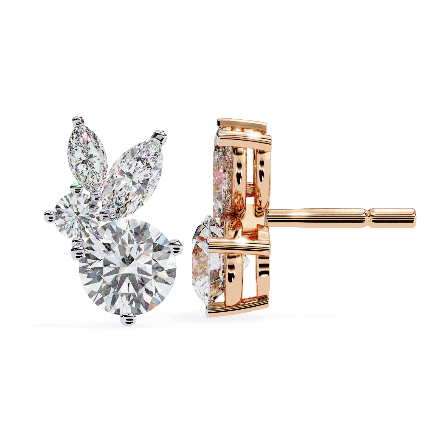 Saria – Marquise and Round Diamond Studs