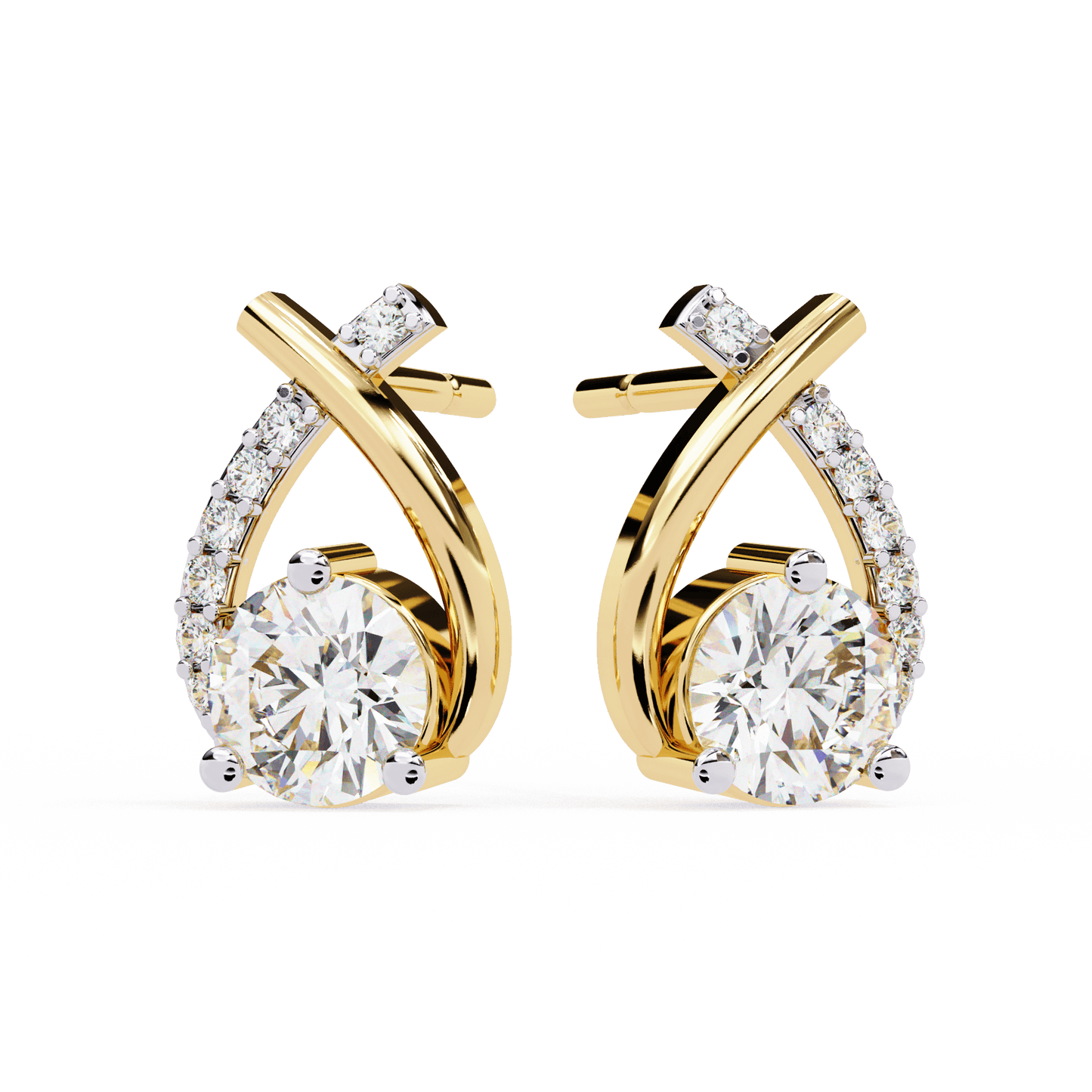 Diya – Diamond Curve Pavé Stud Earrings