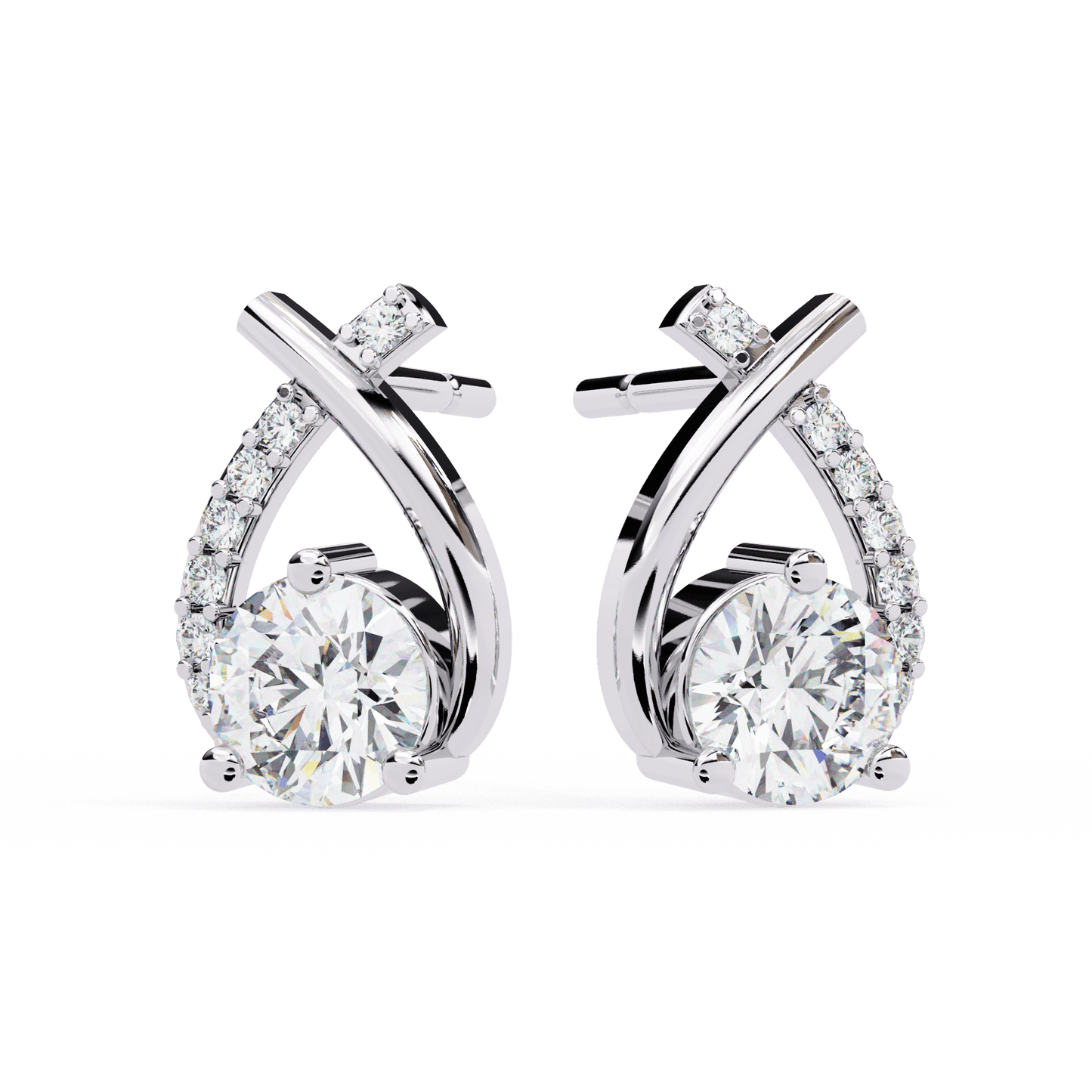 Diya – Diamond Curve Pavé Stud Earrings