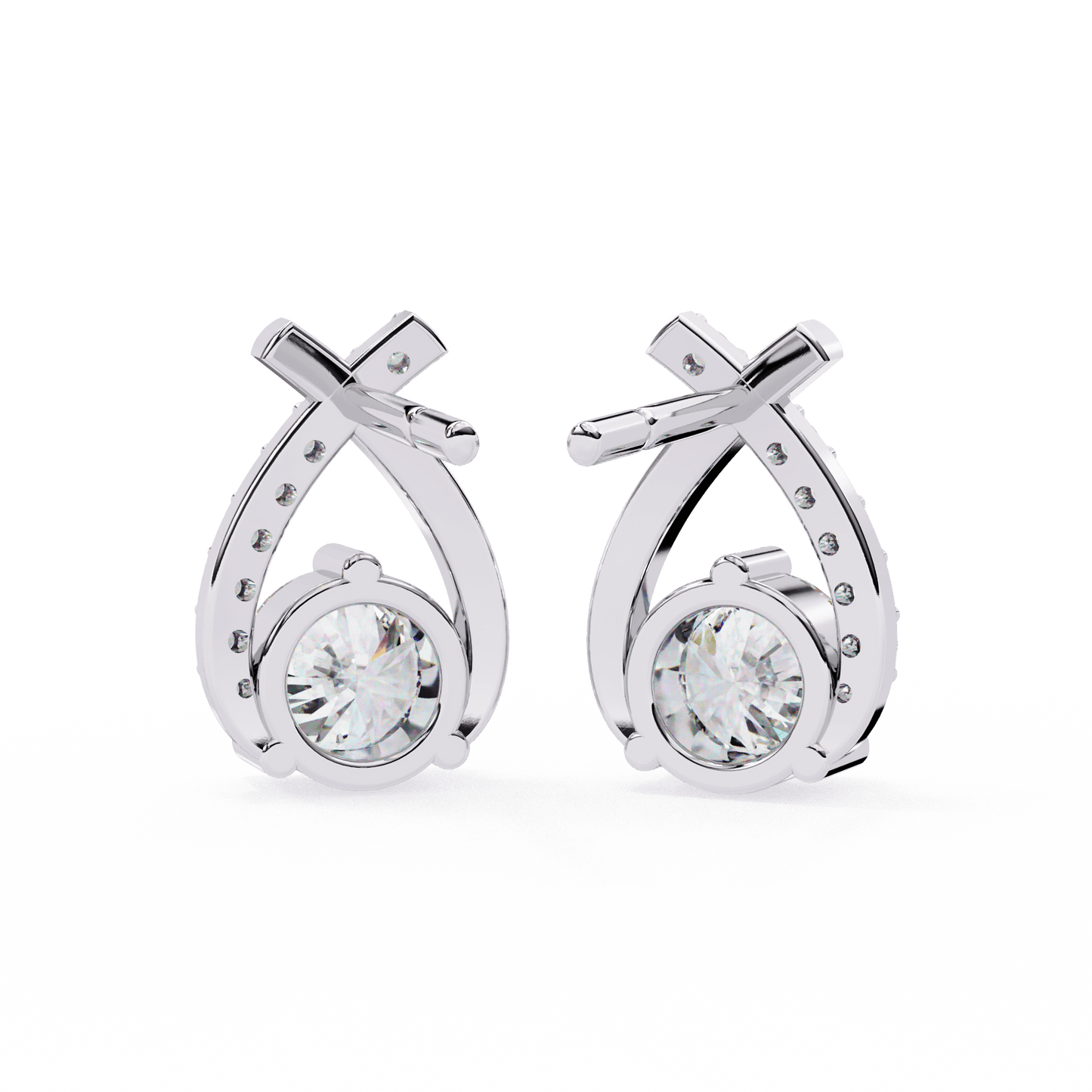 Diya – Diamond Curve Pavé Stud Earrings