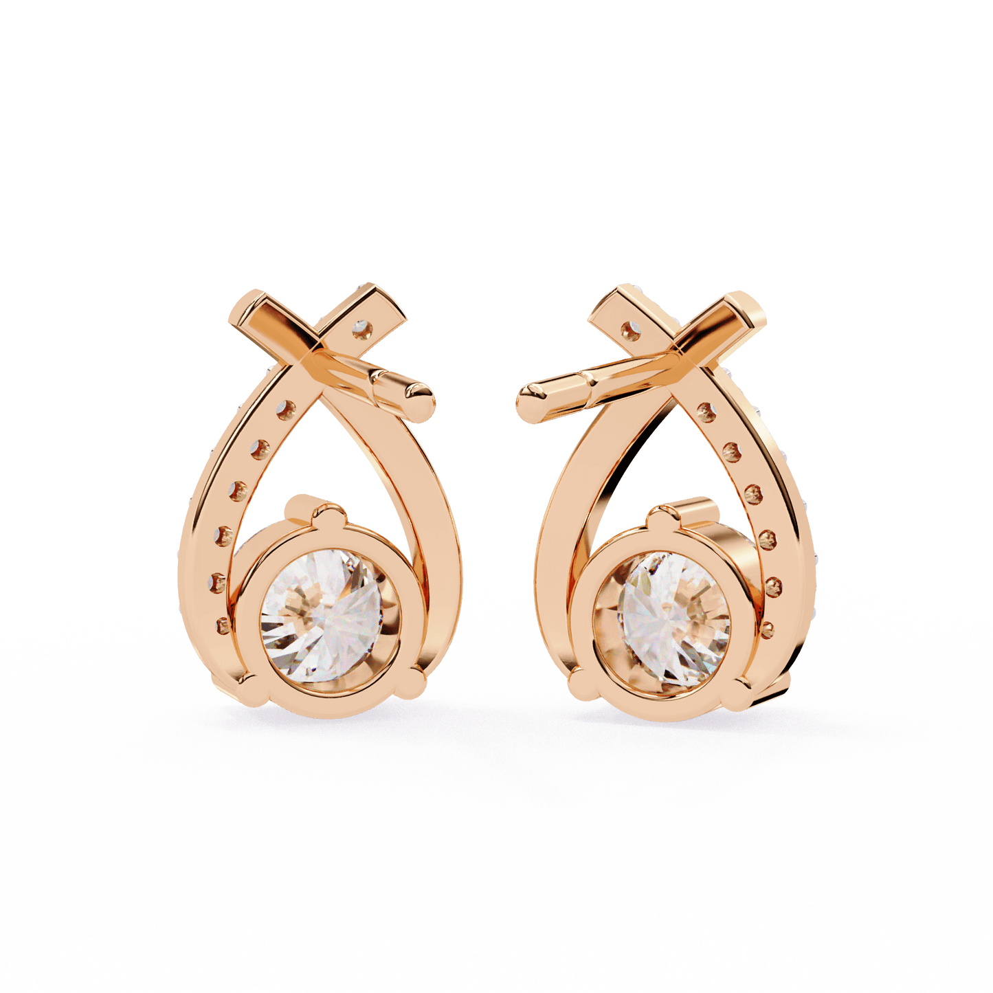 Diya – Diamond Curve Pavé Stud Earrings