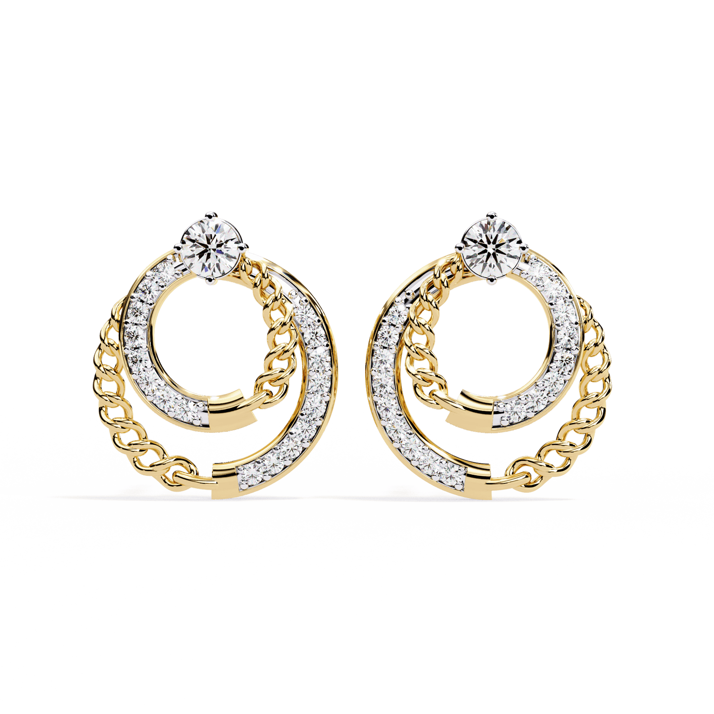 Claudia – Cuban Link & Pavé Diamond Studs