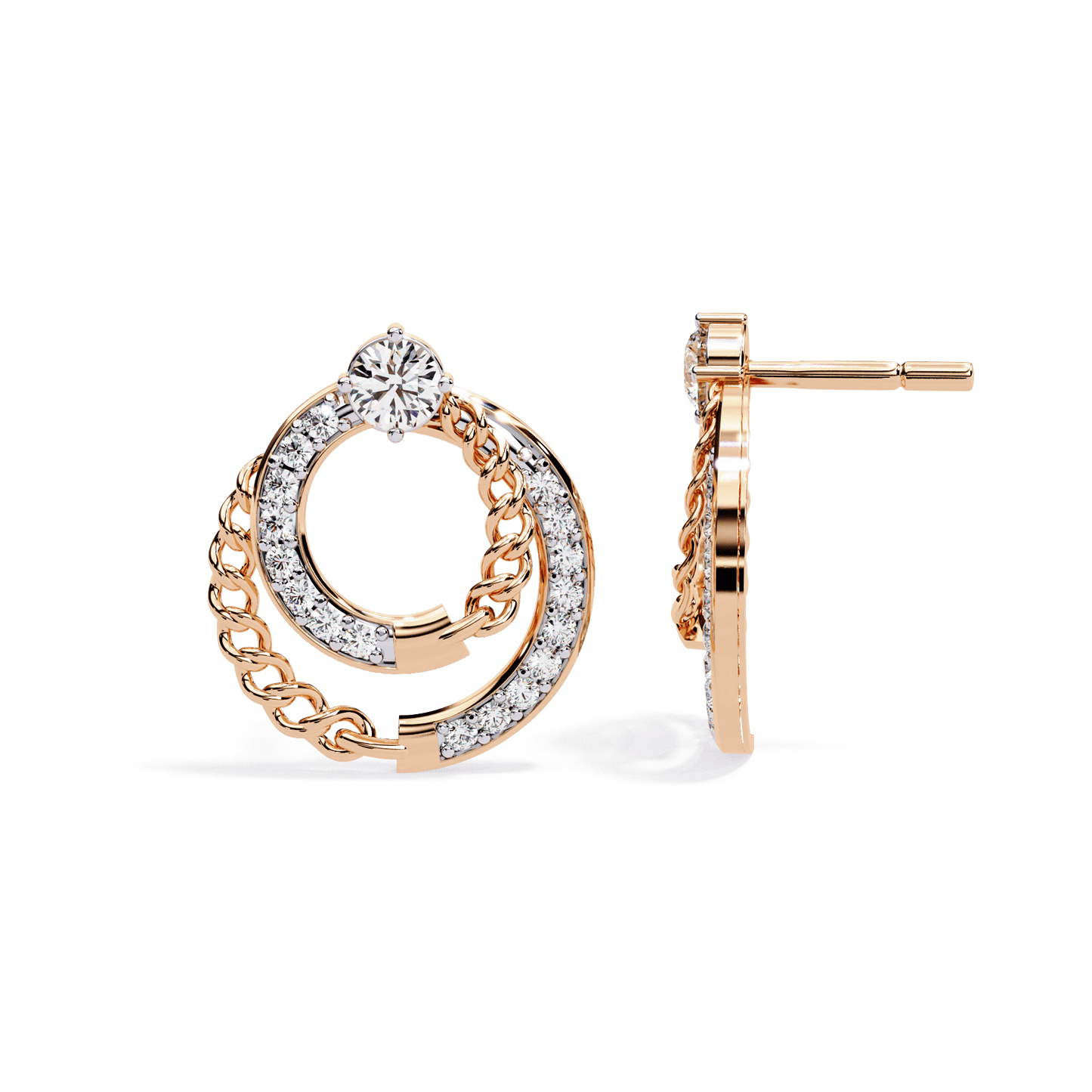 Claudia – Cuban Link & Pavé Diamond Studs