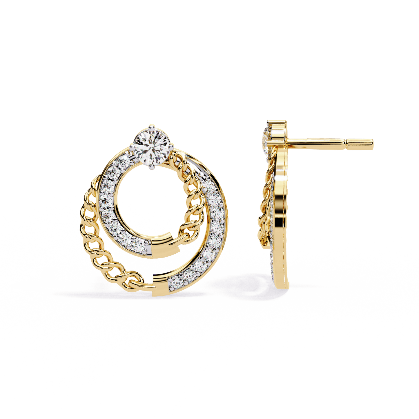 Claudia – Cuban Link & Pavé Diamond Studs