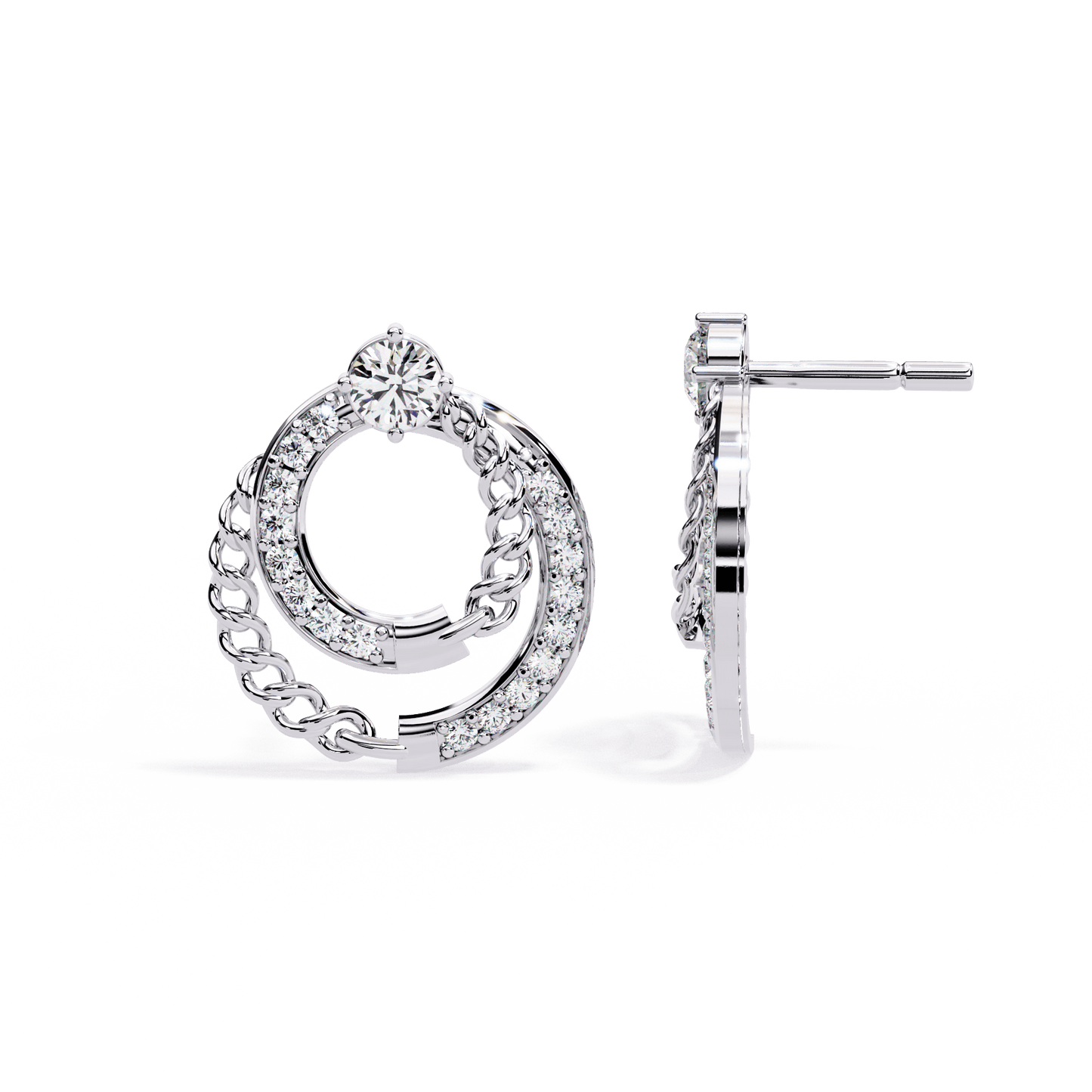 Claudia – Cuban Link & Pavé Diamond Studs