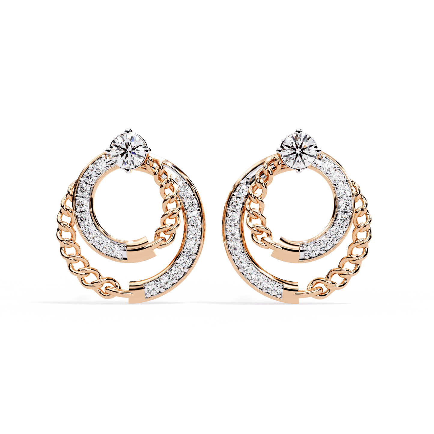 Claudia – Cuban Link & Pavé Diamond Studs