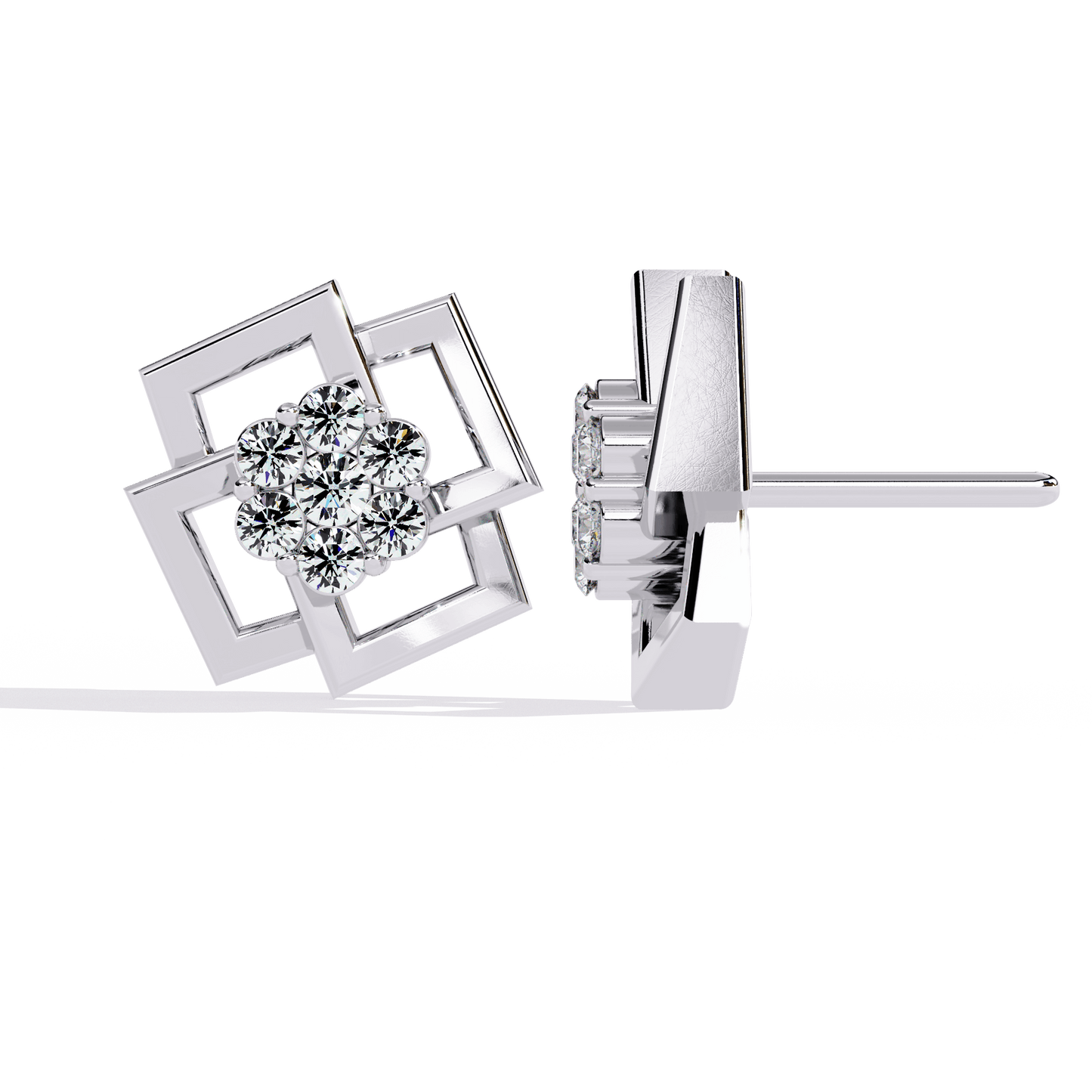 Crystal – Framed Cluster Diamond Studs