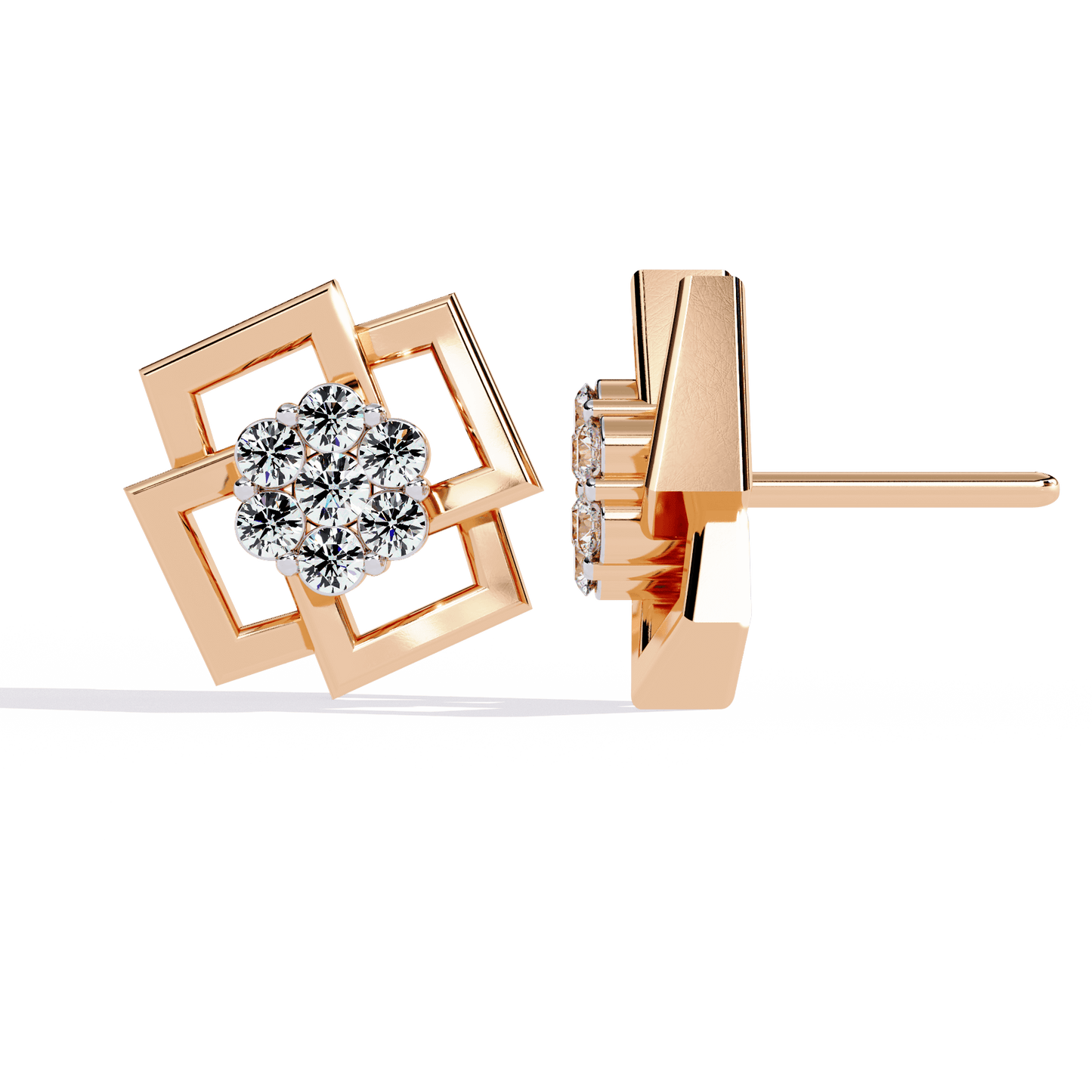 Crystal – Framed Cluster Diamond Studs