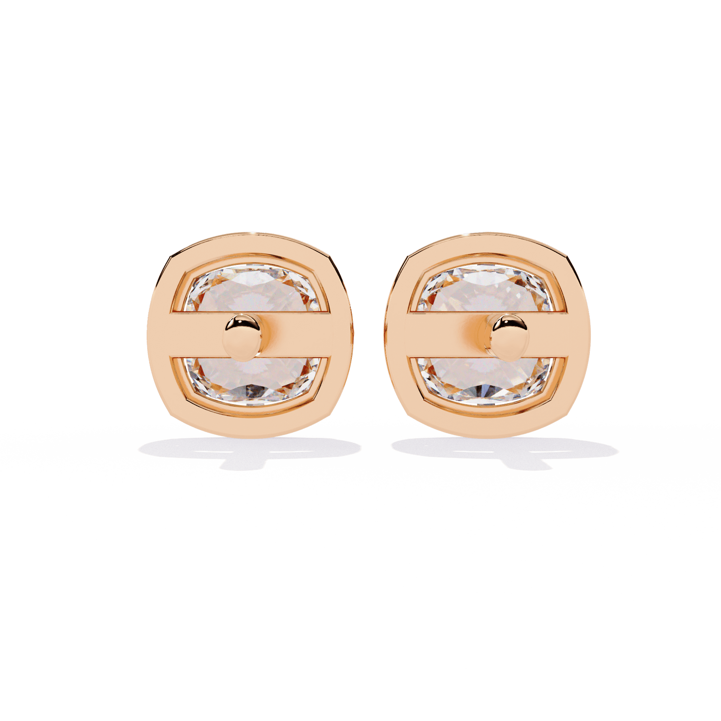 Autumn- Cushion-Cut Diamond Studs in Bezel-Prong Setting