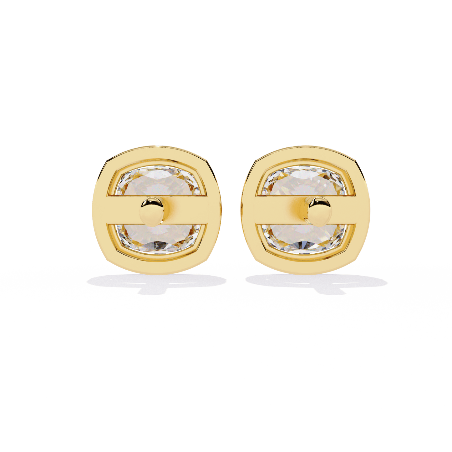 Autumn- Cushion-Cut Diamond Studs in Bezel-Prong Setting