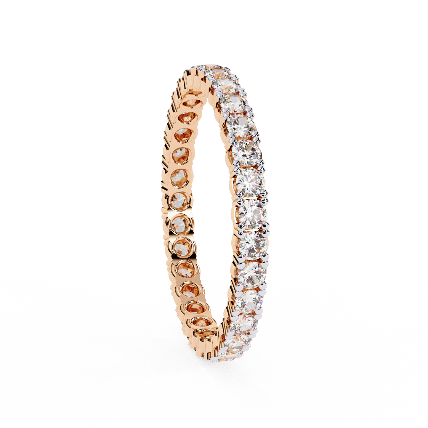 Round diamond full eternity band by Carat House Dubai, featuring sparkling diamonds set in a sleek, elegant gold band.