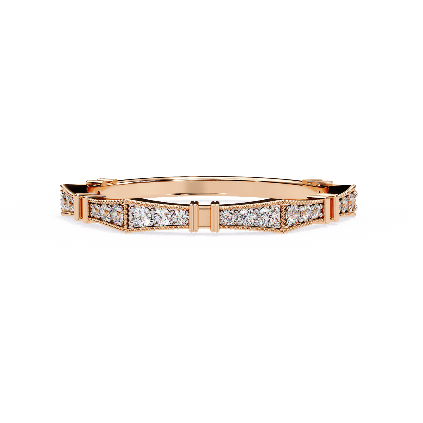 Matilda – Milgrain Pavé Band with Sculpted Notches