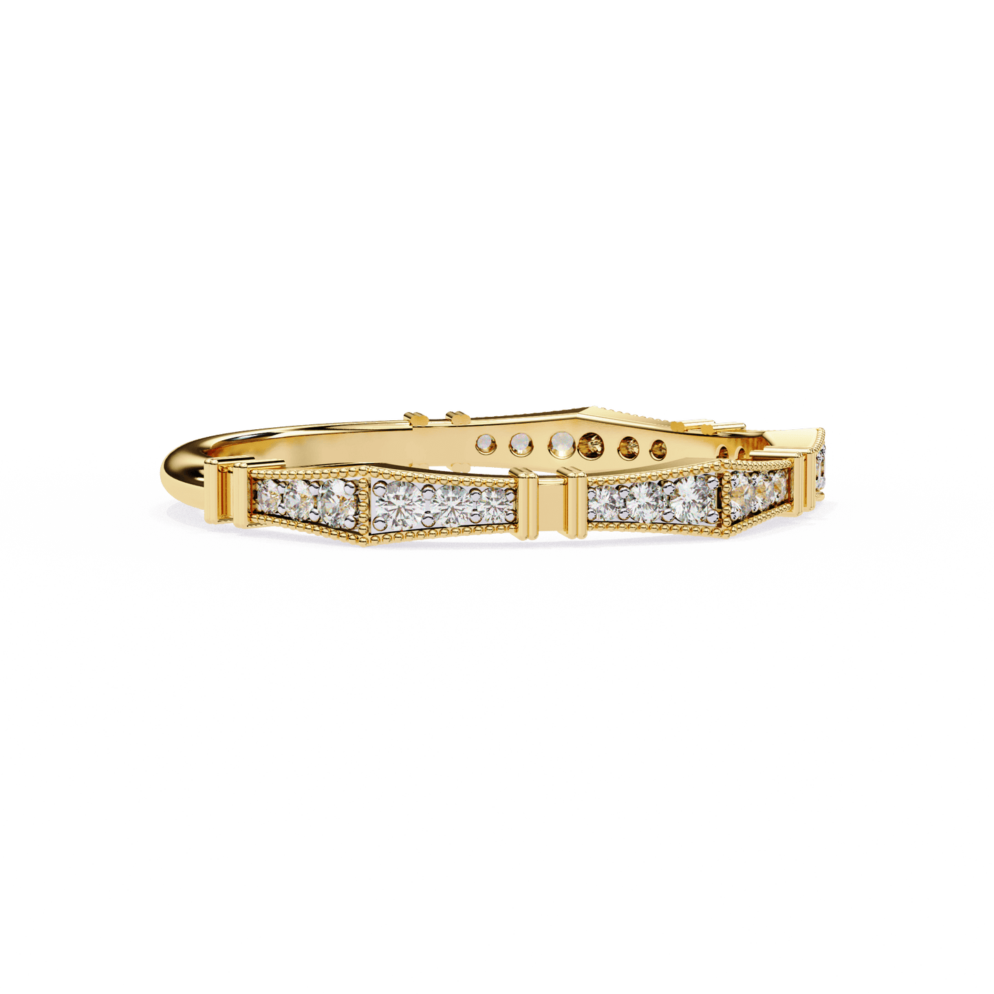 Matilda – Milgrain Pavé Band with Sculpted Notches