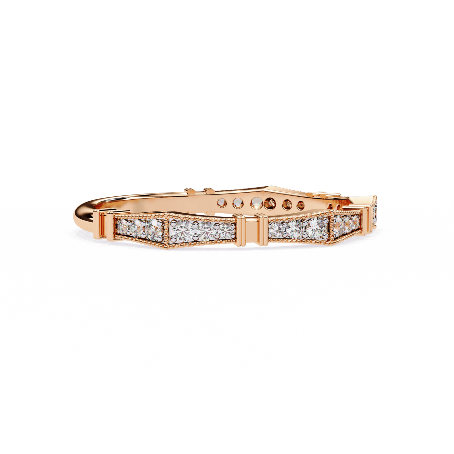 Matilda – Milgrain Pavé Band with Sculpted Notches