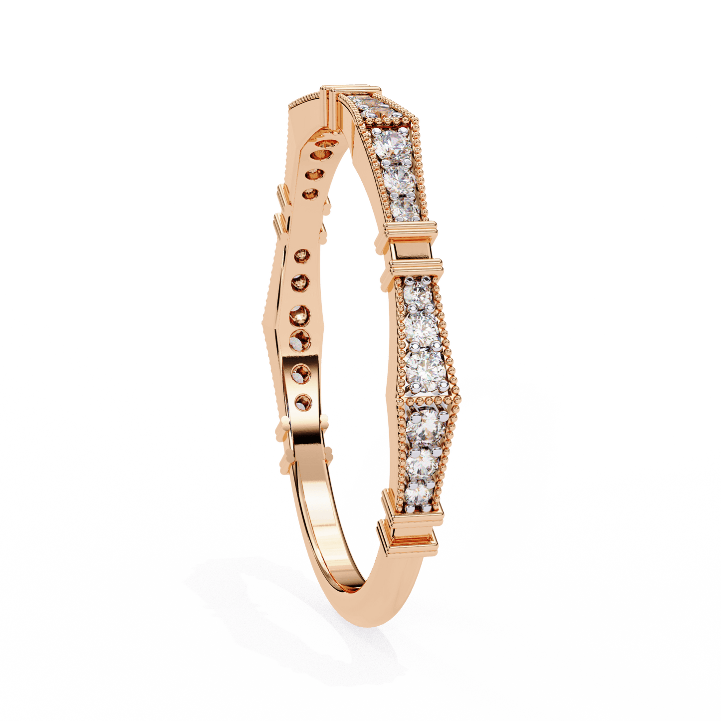 Matilda – Milgrain Pavé Band with Sculpted Notches