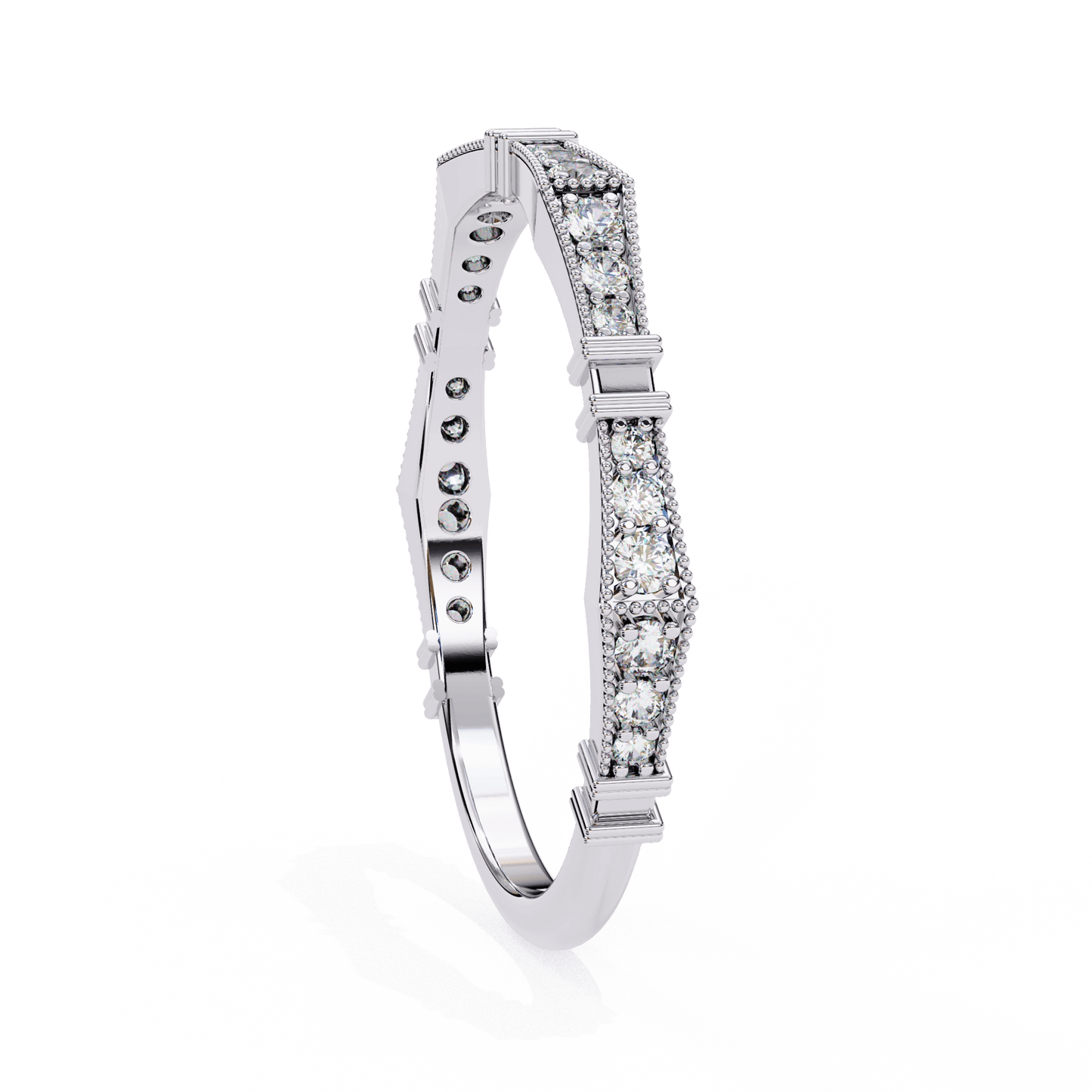 Matilda – Milgrain Pavé Band with Sculpted Notches