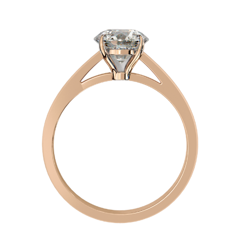 Natalia — Round cut lab grown and natural diamond engagement ring — solitaire, cathedral — 18k rose gold — Carat House