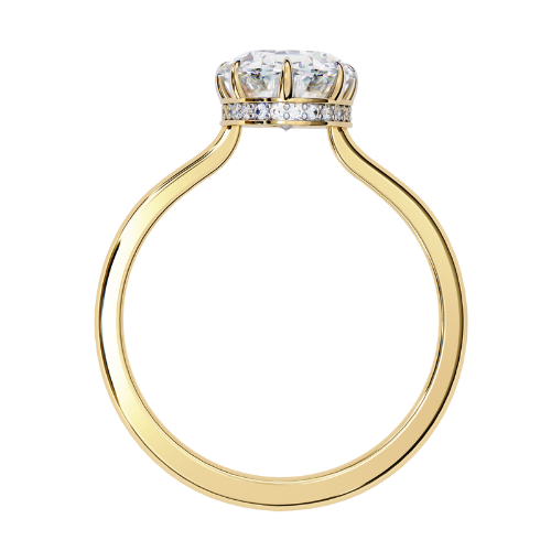 Aurora — Round cut lab grown and natural diamond engagement ring — hidden halo, solitaire — 18k yellow gold — Carat House
