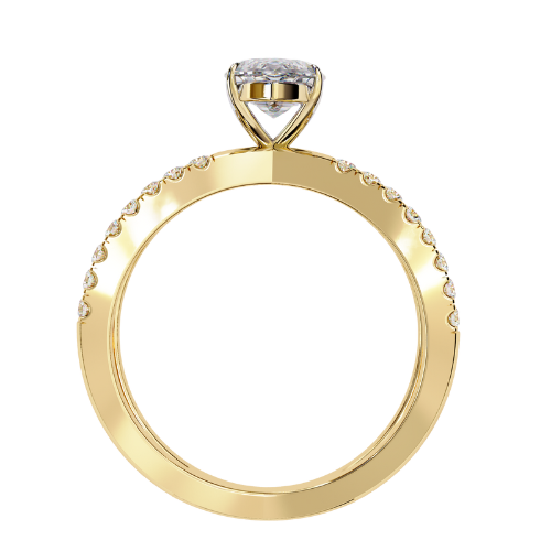 Leila — Marquise cut lab grown and natural diamond engagement ring — half pavé, split shank — 18k yellow gold — Carat House