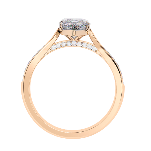Bella — Marquise cut lab grown and natural diamond engagement ring — cathedral, side stones — 18k rose gold — Carat House