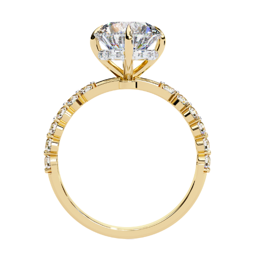 Eleni — Round cut lab grown and natural diamond engagement ring — hidden halo — 18k yellow gold — Carat House