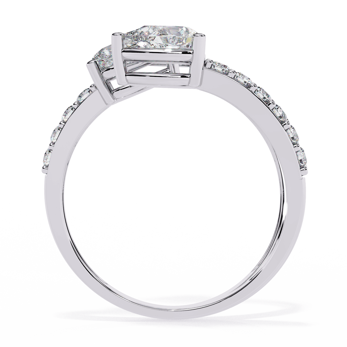 Medusa- Split Band Ring with Pear-Cut Diamonds and Pavé Accents