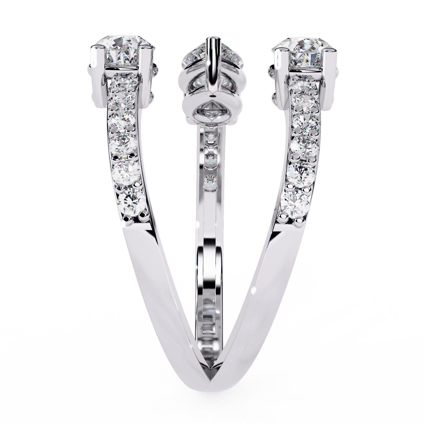 Medusa- Split Band Ring with Pear-Cut Diamonds and Pavé Accents