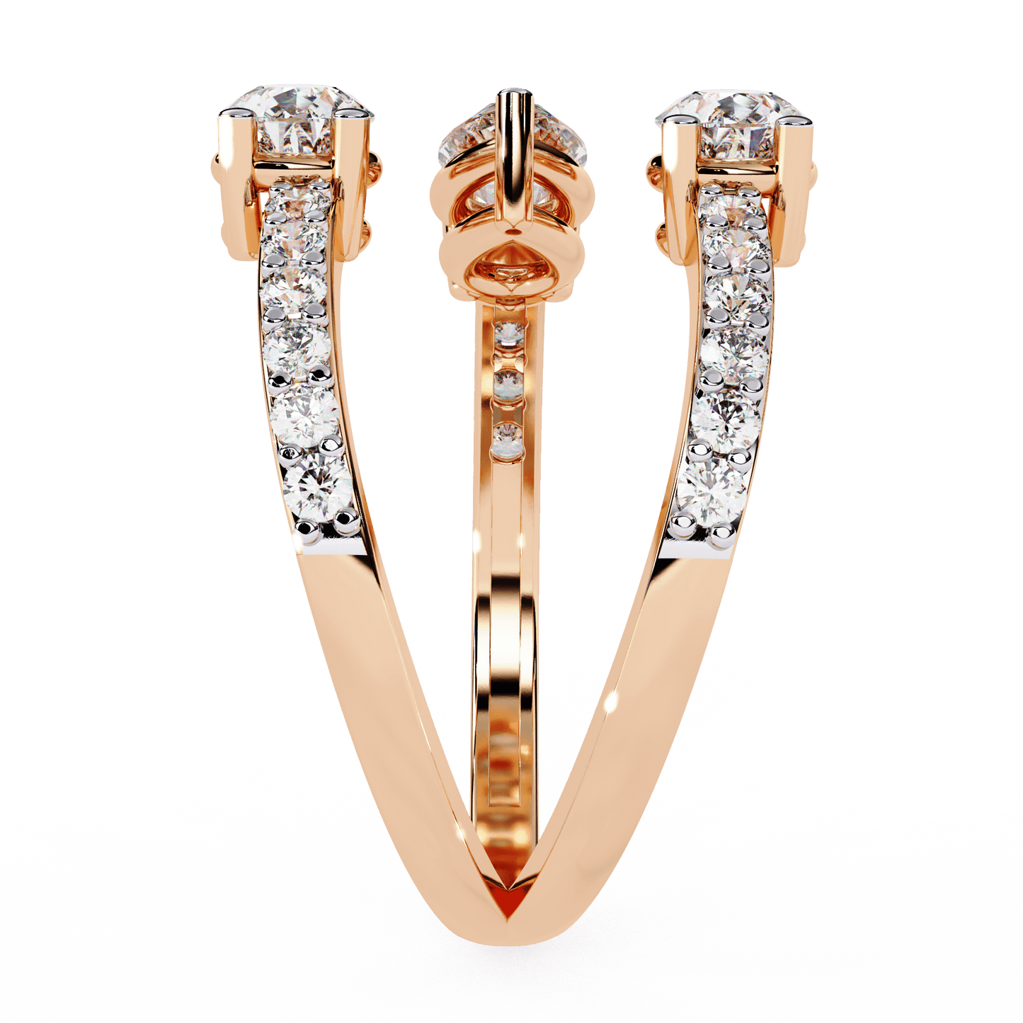 Medusa- Split Band Ring with Pear-Cut Diamonds and Pavé Accents