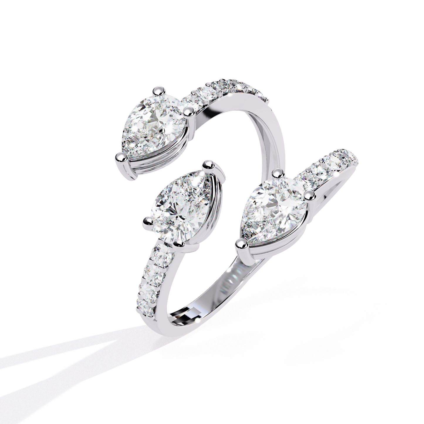 Medusa- Split Band Ring with Pear-Cut Diamonds and Pavé Accents