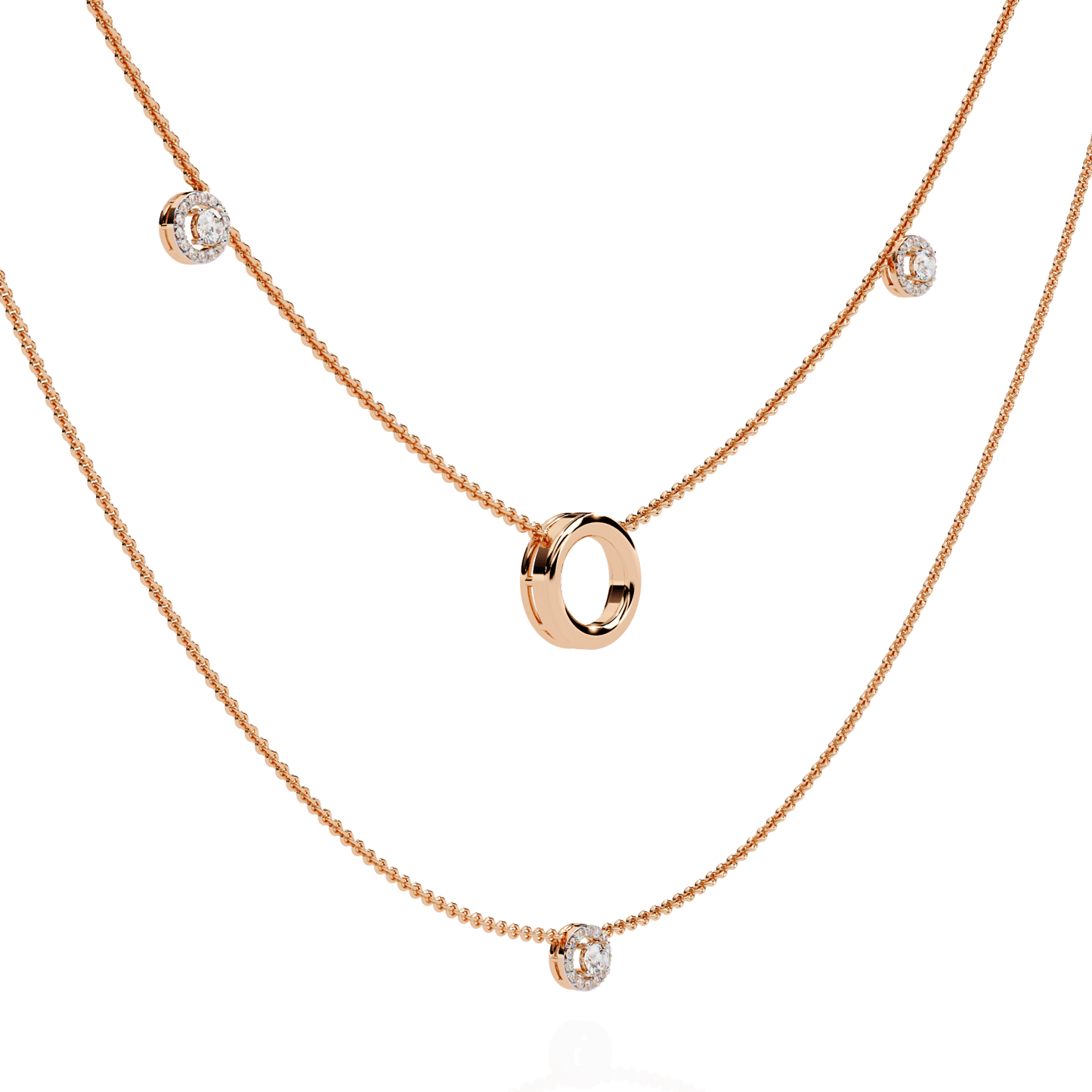 Ritika – Double Layer Diamond Halo Necklace