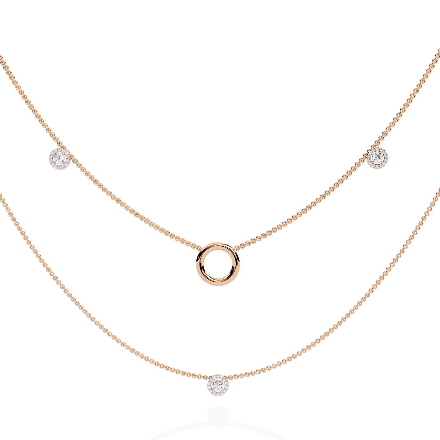 Ritika – Double Layer Diamond Halo Necklace