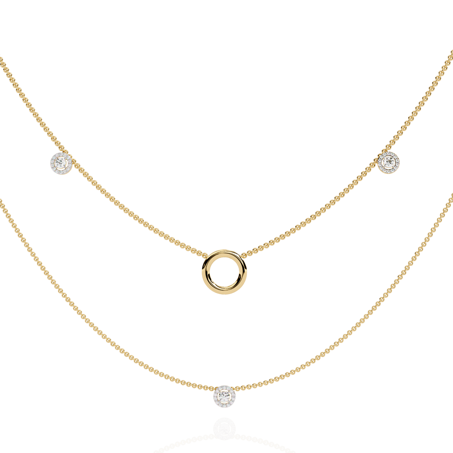 Ritika – Double Layer Diamond Halo Necklace