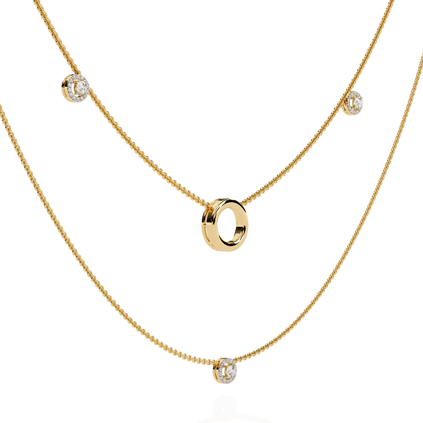 Ritika – Double Layer Diamond Halo Necklace